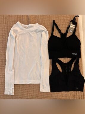 FLEX Black Seamless Sports Crop Tops and sports shirt BUNDLE